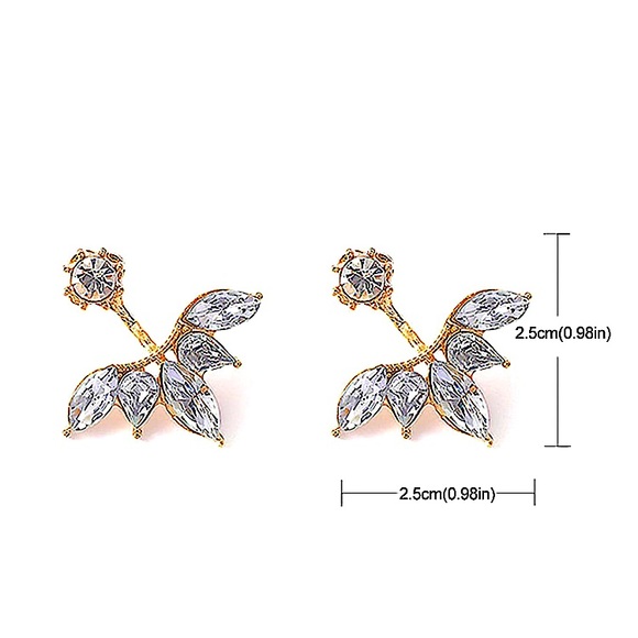 Gold Rhinestone Ear Swing Ear Jacket Earrings - Picture 10 of 10